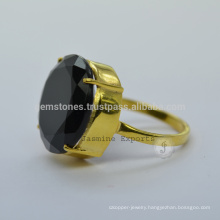 925 Sterling Silver Gold Plated Gemstone Rings, Handmade Black Onyx Gemstone Ring Jewelry Manufacturer